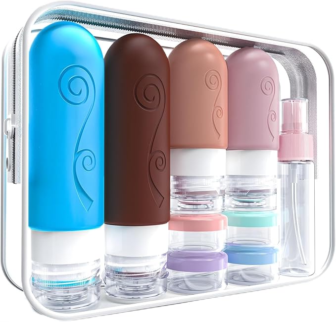 vodvob Travel Bottles Set - TSA Approved, Leak Proof, Silicone, Reusable, BPA Free - 16 Pack, 2oz 3oz