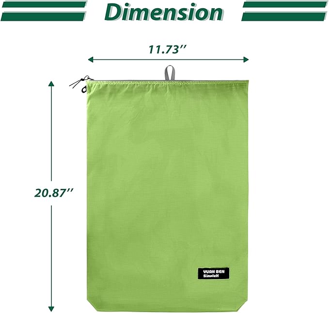 Veki 2 Pack Travel Laundry Bag, Waterproof Dirty Clothes Bags with Handles, Washable Wet Dry Bag, Essential Storage Organizer for Camping, Gym, Swimsuit, Suitcase, College Dorm (White&Green, X-Large)