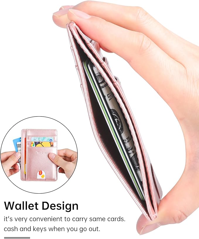Teskyer Slim Wallet for Men, Minimalist Front Pocket RFID Blocking Leather Wallet Credit Card Holder for Men & Women