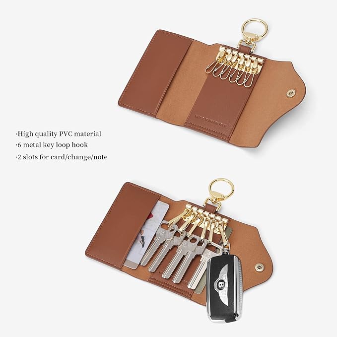 GOLF SUPAGS Women PVC Leather Car Key Chain Card Holder Wallet Pouch 6 Hook Snap Closure keys Money Organizer Case | Card Holder, 6 Hook, Snap Closure, keys, Money Organizer, Case