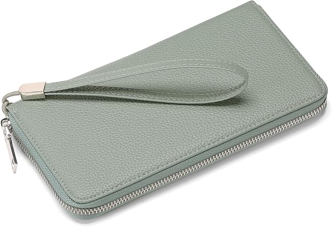 GOIACII Womens Wallet RFID Blocking Leather Zip Around Wallet Large Capacity Long Purse Credit Card Clutch Wristlet | RFID Blocking, Zip Around, Large Capacity, Long, Credit Card, Clutch