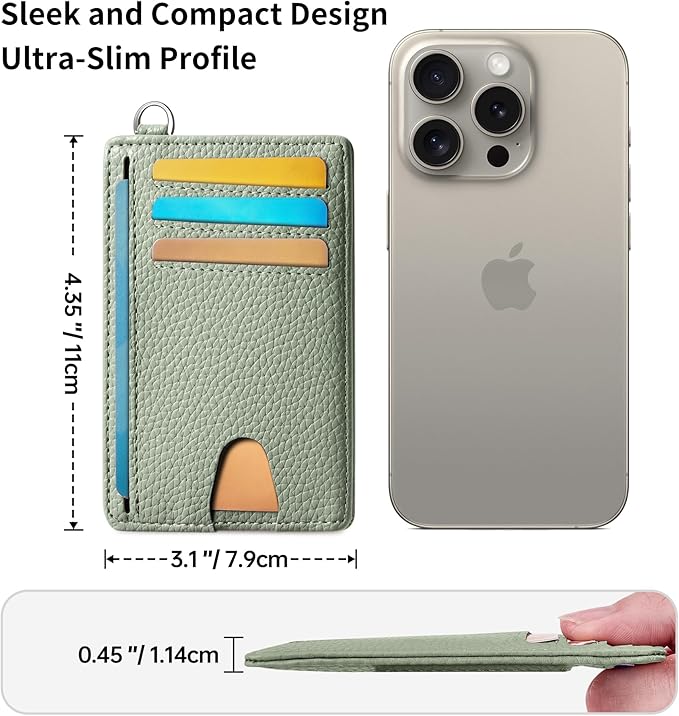 Mayski Slim Wallet, Credit Card Holder for Women, Minimalist Front Pocket RFID Blocking Card Cases, Small Wallet Women Men(Litchi Green)