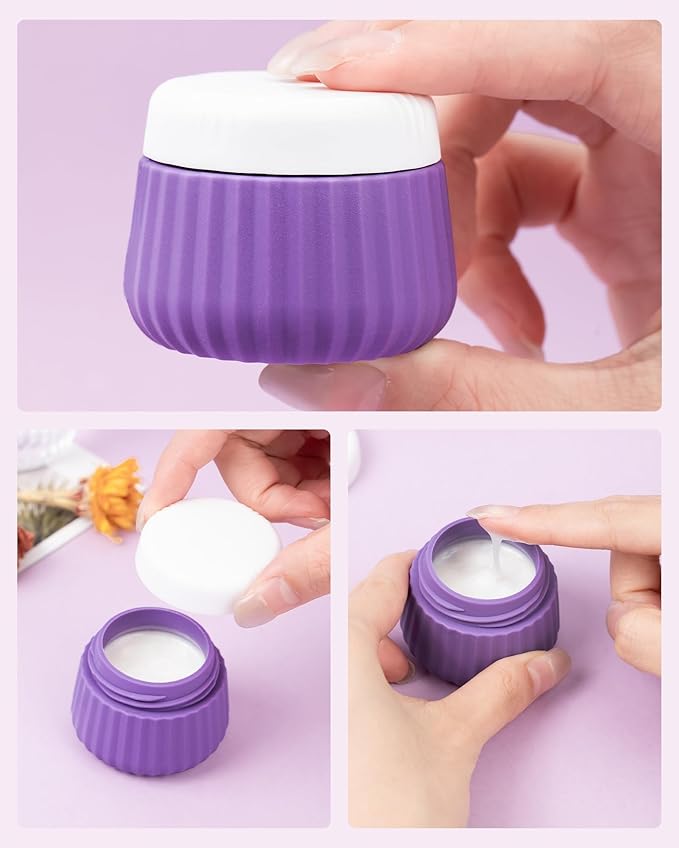 Mrsdry Travel Containers for Toiletries 4 Pack, TSA Approved Travel Size Toiletries, Travel Size Containers, With Clear Bag Leak Proof Silicone Jars, Travel Essentials Creams Jars Carrying Small Items