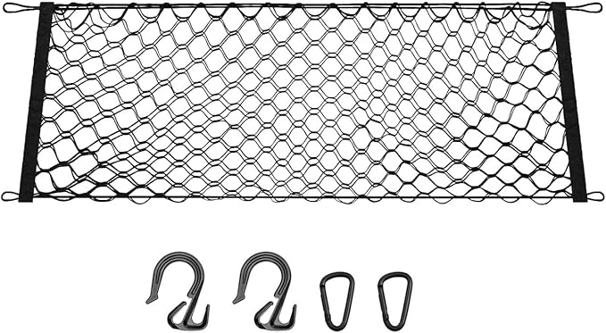 Canvcle Trunk Cargo Net for 2024-2025 2026 Toyota Grand Highlander Accessories Envelope Style Mesh Trunk Net Organizer and Storage Stretchable Adjustable Elastic Nylon Rear Cargo Netting with Hooks