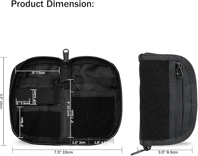 VIPERADE VE21 EDC Pouch Small Pocket Organizer with 9 Compartments, Pocket Tool Pouch with Patches Display Panel, Mini Organizer Bag for Men (Black Camo)