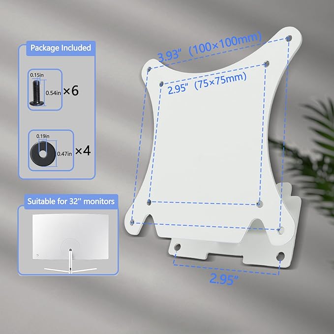 UR59C vesa Mount Adapter is Only Compatible with Samsung UR59 Series ViewFinity 4K Monitor（Fits U32R590, U32R591, U32R592 UR59C Monitorï¼?(White)