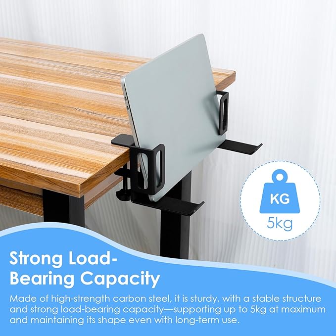 2Pcs Vertical Desk Side Laptop Mount,Adjustable Length,Strong Load Bearing Clamp on Tablet Organizer,for Home Office School(Black)