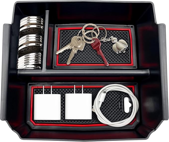 Compatible with Jeep Wrangler JK and JKU Accessories 2011-2018 Center Console Organizer Tray (Red)