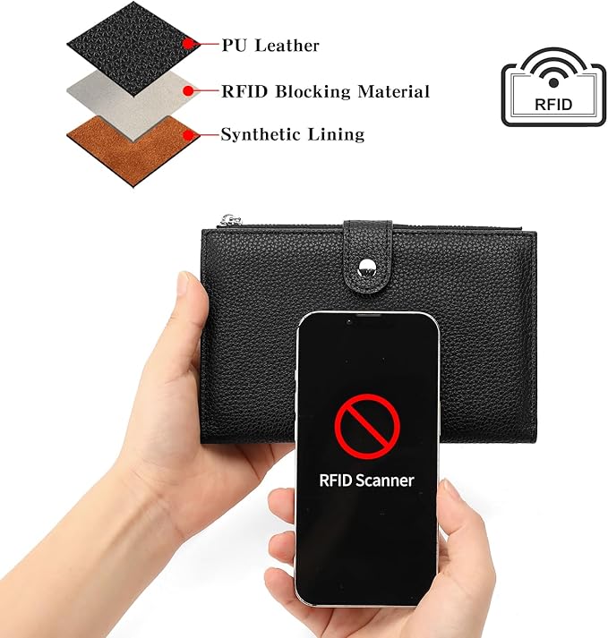RNIEGA Passport Holder for Women Leather Passport Wallet for Travel RFID Blocking Passport Wallet Credit Card Holder with Zipper Pocket