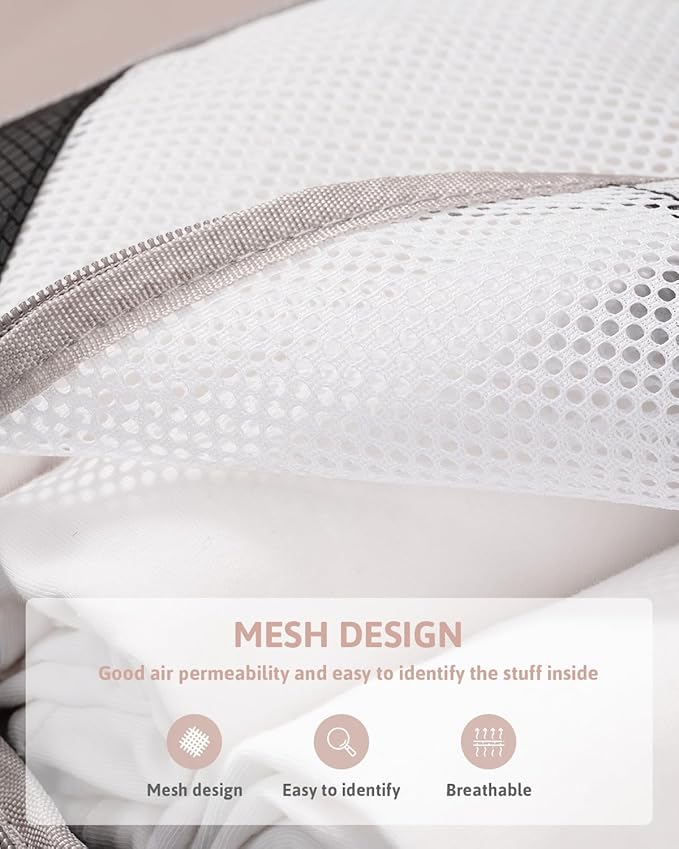 Meowoo 7 Set Compression Packing Cubes for Travel, Durable Ripstop Mesh Suitcase Organizer with Shoe Bag, Ultralight & Expandable Space Saver Travel Cubes