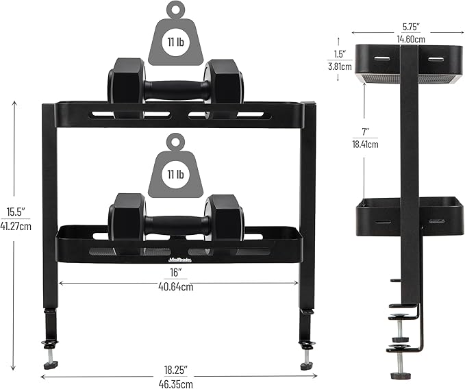 Mind Reader 2-Tier Desk Organizer with Clamp, Accessory Shelf