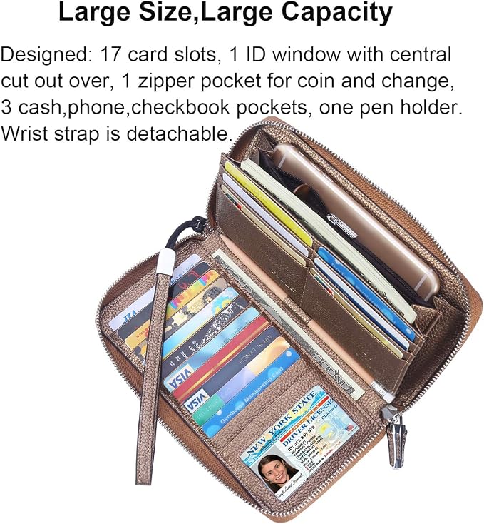 Lavemi Small Compact Women Wallet RFID Blocking Genuine Leather Bifold Purse with ID Windows