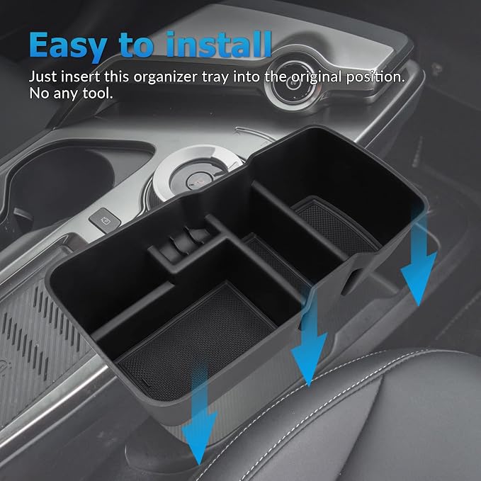 MARCHFA Center Console Lower Organizer Tray Compatible for Kia EV6 Accessories 2026 2025 2024 2023 Armrest Bottom Storage Box (Black)