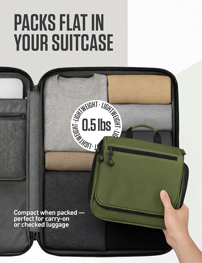 VENTURE 4TH Hanging Travel Toiletry Bag for Women & Men – Large Toiletry Organizer with 18 Compartments, Removable TSA Pouch, Travel Wash Bag for Toiletries, Makeup & Shaving Kit (Forest Green)