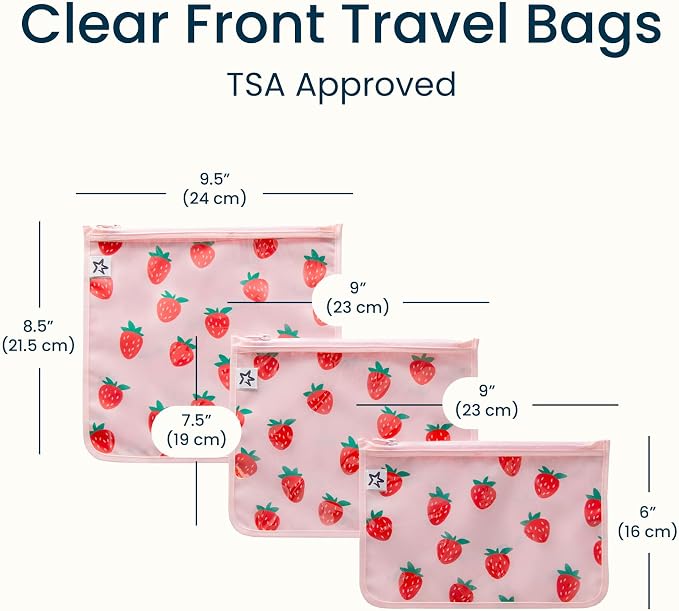 Tiny Twinkle Diaper Bag Organizing Pouches|3 Pack Mess-Proof Clear Front Travel Organizer Bags&TSA Approved Toiletry Bag Set for Baby and Mom Essentials