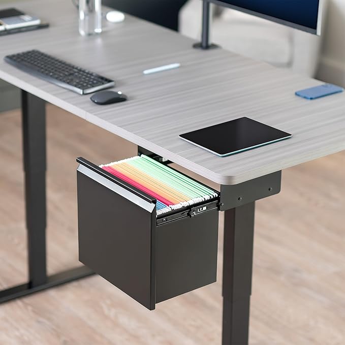 VIVO Filing Cabinet Under Desk, Metal Office Storage Drawer, Holds 22 lbs, for 8.5 x 11 inch Letter-Size Folders, Black, MOUNT-FCD1S-B
