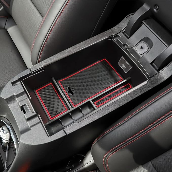 EDBETOS Center Console Organizer Compatible with Chevy Equinox Accessories 2018 2019 2020 2021 2022 2023 2024 Insert Tray Interior Secondary Armrest Storage Box ABS, Red