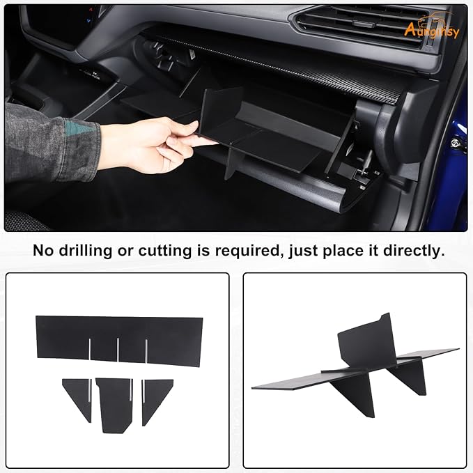 Aunginsy Car Glove Box Organizer Divider Compatible with Subaru Crosstrek 2024-2026 & Subaru WRX 2022-2026, Center Console Glove Box Divider Insert Compartment Organizer Tray Partition ABS Accessories