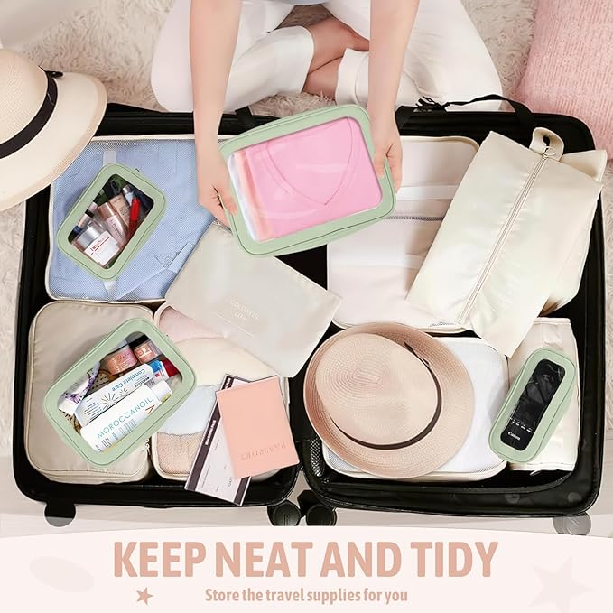 YOPCDJ 5 Pack Clear Toiletry Bag,TSA Approved Travel Makeup Pouch with Zipper for Cosmetics and Toiletries，Diaper Bag Organizer Pouch Set,Purse Organizer for Christmas Women Gift