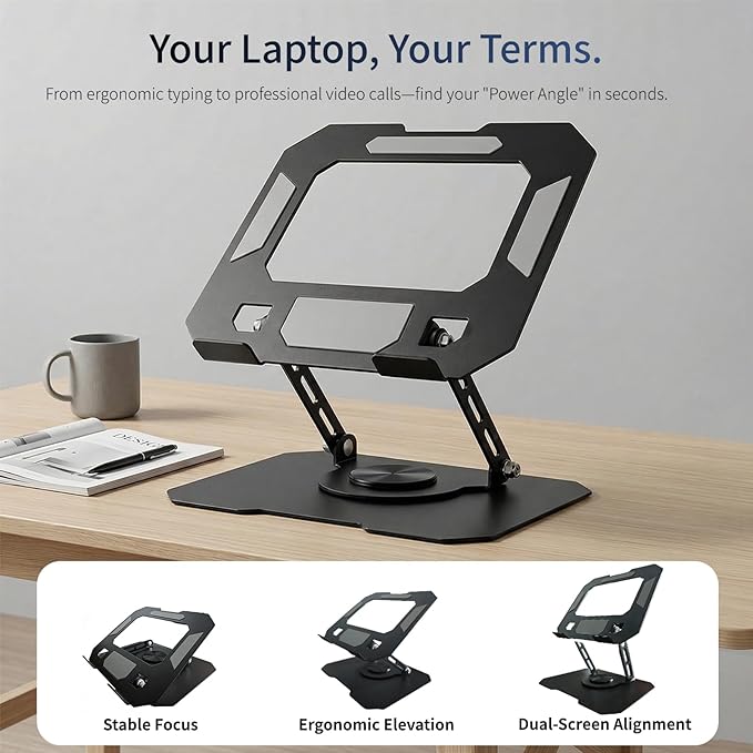Laptop Stand for Desk, 360 Rotating Computer Riser with Adjustment Wrench, Ergonomic Laptop Riser for Collaborative, WorkFoldable & Portable Heavy Duty Stand Fit 10-16??Laptops