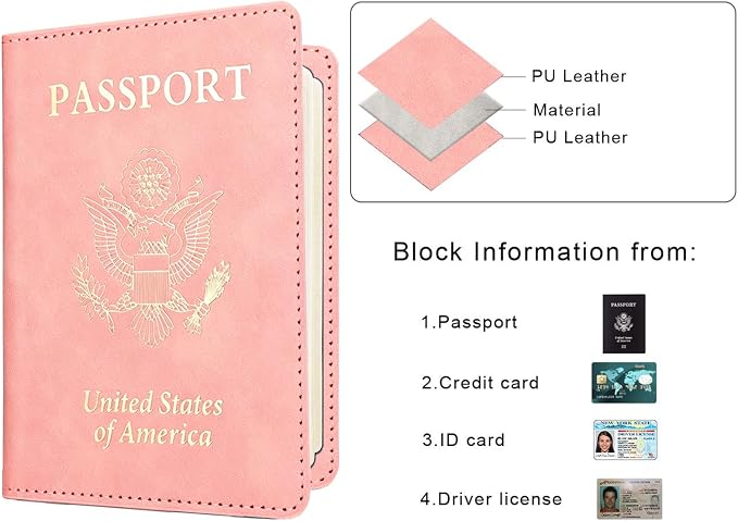 Passport Holder Covers Case, Waterproof Rfid Blocking Travel Wallet | Made Of Soft Pu Leather, It Is Scratch-Resistant, Waterproof, Crease-Resistant, and Is Lightweight, Thin and Durable