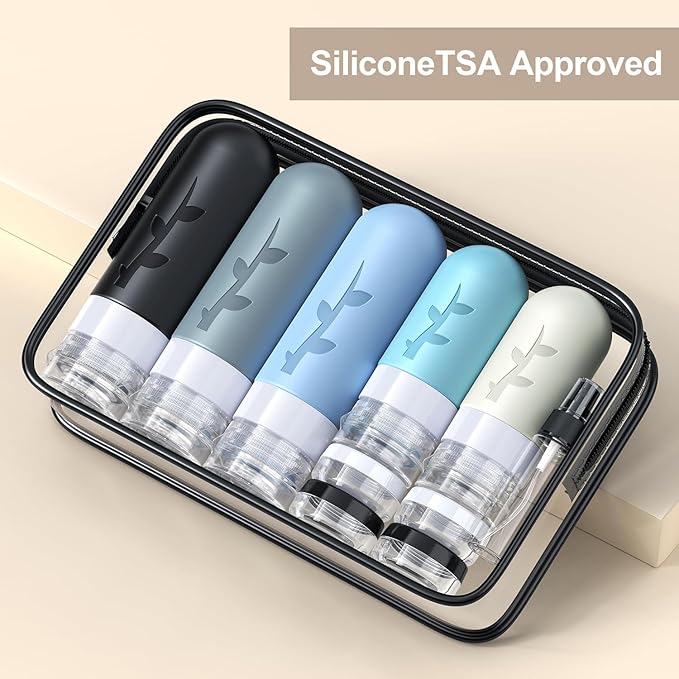 Aeomni 19 pack Travel Bottles for Toiletries, TSA Approved Silicone travel Size Containers for toiletries Set, Refillable & Leakproof Travel Bottles