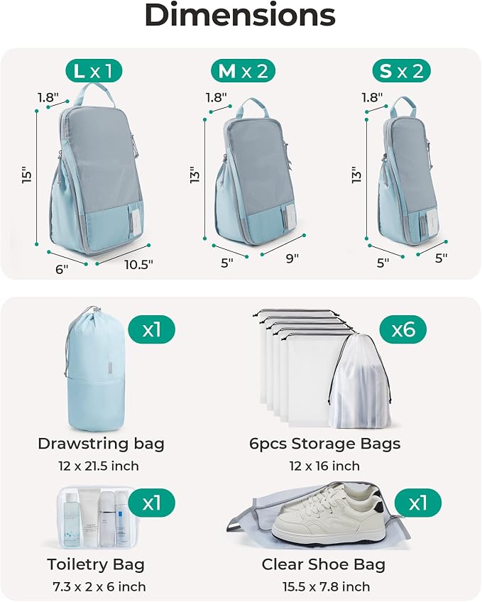 BAGSMART 6 Set /4 Set/2 Set Compression Packing Cubes for Travel, Lightweight Luggage Organizer Bags, Durable Space Saver Bags Travel Essentials