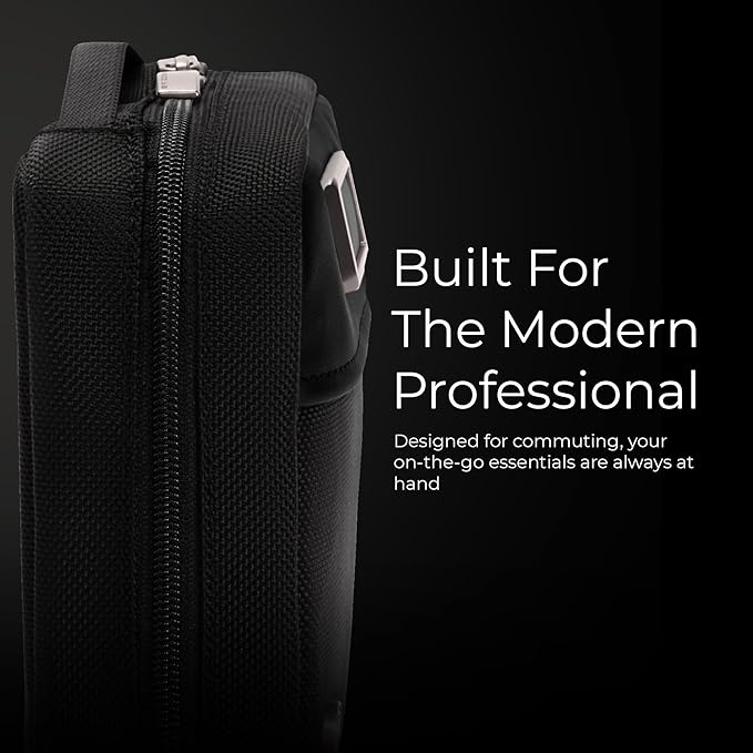 Briggs & Riley Tech Pouch Kit - Electronics Organizer Travel Case, Cable Storage Bag For Cords, Hard Drives, & Tech Accessories, Leather Touchpoints, Durable Fabric - @Work Collection, Black