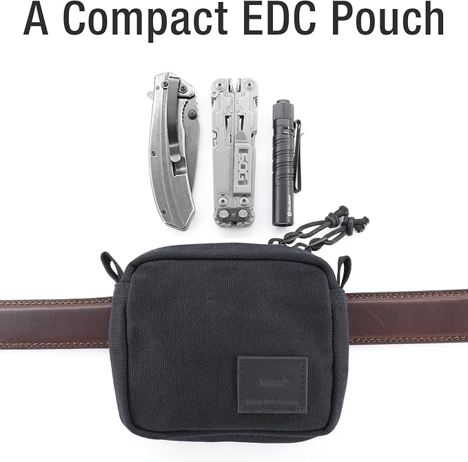 Tintris Belt Pouch for Men Women YKK Zippers, EDC Belt Pouch Bag Waist Pack for Hiking, Traveling, Outdoors, Water Resistant, Tough Waxed Canvas, Black