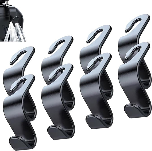 Car Seat Headrest Hook, Organizer Universal for Handbag/Purse/Gym Bag/Hat/Baby Gear/Groceries Car Accessories, Car Back Seat Headrest Hook (Black) (8)