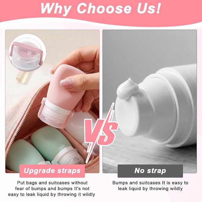 5 Pack 1oz Silicone Travel Bottles, Leak Proof Squeeze Bottle with Brush, Reusable Refillable Lotion Bottle for Toiletries, Shampoo, Conditioner, Lotion, Salad Dressing, Travel-Size Containers
