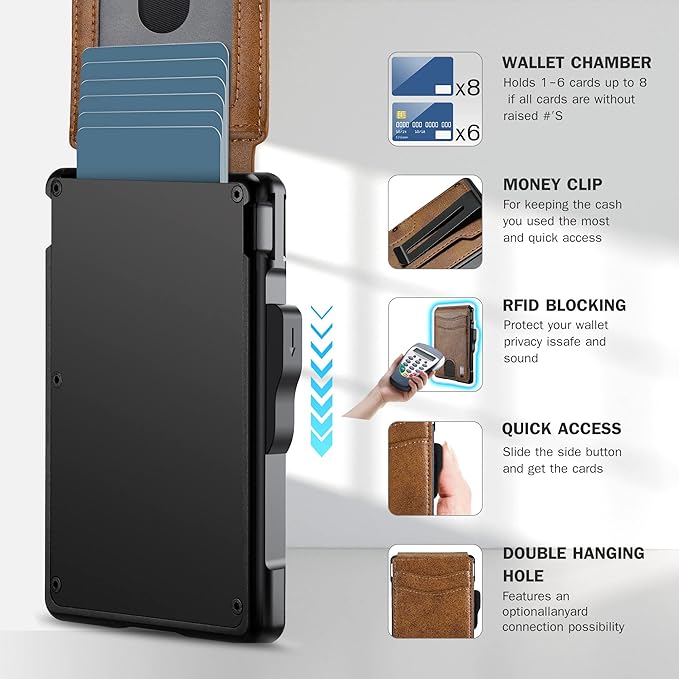 umoven Wallet for Men - with Money Clip Slim Leather Slots Credit Card Holder RFID Blocking Bifold Minimalist Wallet (Brown) | with Money Clip, Slim, Slots, Credit Card Holder, RFID Blocking, Bifold