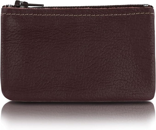 Genuine Leather Small Zipper Pouch Coin Purse for Women Change Holder for Men Size 4 x2.5 Made in U.S.A