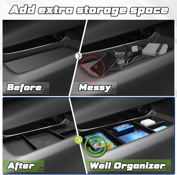 Sunsdrew 2025 Equinox Under Center Console Organizer for 2025+ Chevrolet Equinox Accessories TPE Lower Center Console Tray 2025 Chevy Equinox Console Organizer(NOT fit Equinox EV Version)