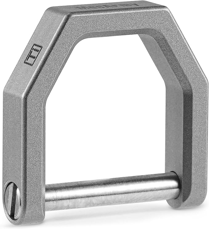 MecArmy CH2 Titanium D Ring Keychain for Thick Car Key Remotes, Precision Locking EDC Shackle, Heavy-Duty Key Carabiner Alternative, CNC Machined (Stonewashed, Large)