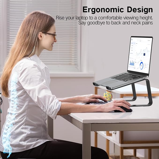 Tonmom Laptop Stand for Desk, Aluminum Laptop Riser Holder, Removable Metal Notebook Stand Ventilated Cooling Computer Riser Compatible with 10-15.6??Laptops