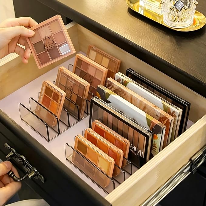 LUOKER Acrylic Mail Organizer - 2 Pcs CD Holder with 7 Compartments, 7 x 5 x 1.57 Translucent Gray Countertop Envelope Organizer for Office, Home Desk (Grey)