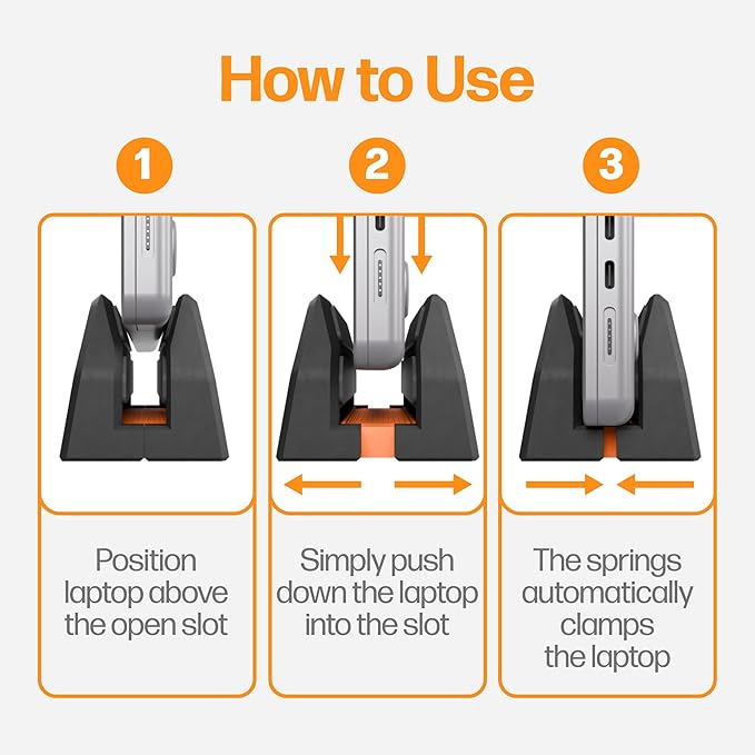 Vertical Laptop Stand for Desk ??Spring-Powered Auto Adjust Laptop Holder Vertical ??Closed Laptop Stand for MacBook Pro Air ??Vertical Laptop Dock & MacBook Holder