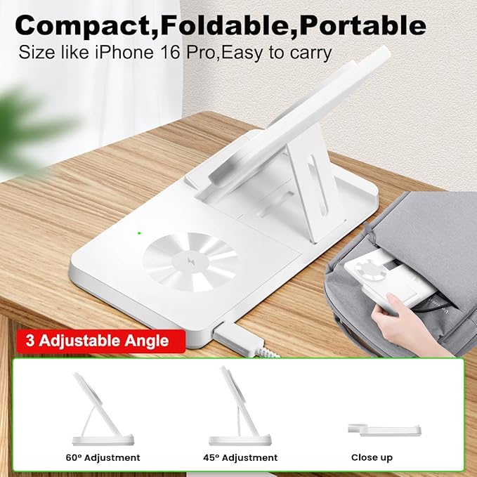 Magnetic 3 in 1 Wireless Charging Station for Magsafe iPhone 12-17 Series, Charging Station for Multiple Devices, Mag-Safe Wireless Charger Stand for Apple Watch Series/Ultra/SE & AirPods 4/3/2/Pro