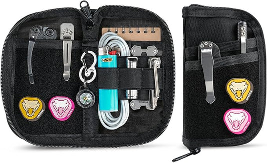 VIPERADE VE22 EDC Pouch Small Pocket Organizer with 9 Compartments, Pocket Tools Pouch with DIY Patches Areas, Compact Multitool Organizer Bag for Men