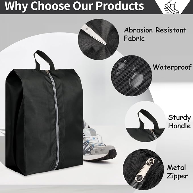 Shoe Bags for Travel, Set of 8 Pack Shoe Travel Bags for Packing, Large Waterproof Portable Travel Shoe Bag with Zipper Travel Essentials Women for and Men