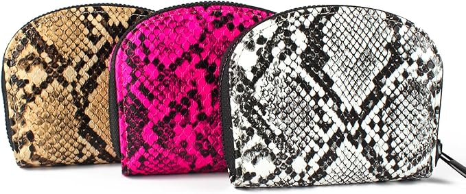 Small Zip Wallet Credit Card Wallet Coin change case Holder for women PU Leather(Sand Snake)