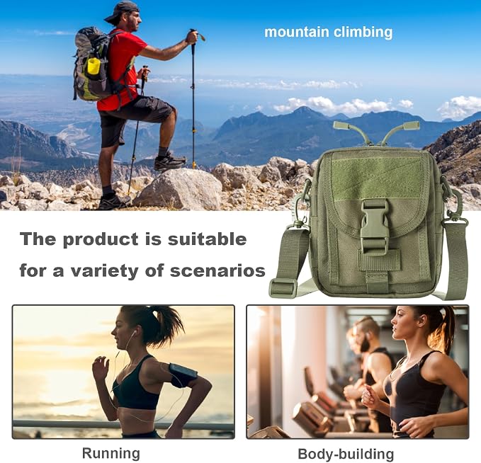 EDC Pouch Men Small Multitool Organizer Pouch EDC EMT Utility Pouch with Map Sleeve Modular Tool Pouch EDC Molle Pouch for Men Gadget, Utility, Cell Phone