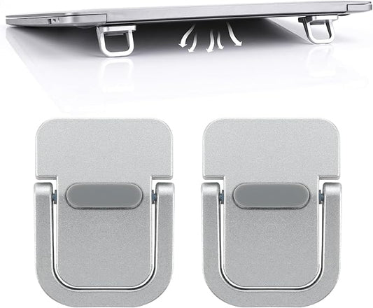 Giantree 2 Pcs Mini Portable Foldable Keyboard Stand for Desk, Invisible Laptop Stand, Self-Adhesive Keyboard Riser Feet for Most Keyboards (Silver), 10.24x4.72 inch
