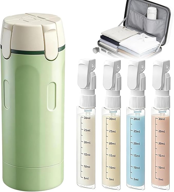 4 in 1 Travel Bottle,Travel Bottles for Toiletries,Refillable, Leak Proof and Portable,Suitable for Storing Shampoo, Shower Gel, Laundry Detergent, Suitable for Travel, Camping and Gym (Green)