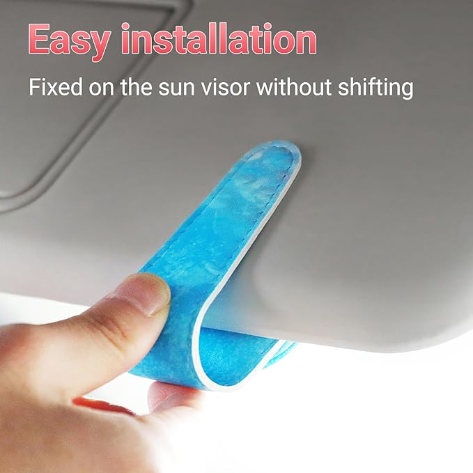 KanSmart Sunglass Holder for Car Visor Sunglasses Clip Magnetic Leather Glasses Eyeglass Holder Truck Car Accessories for Woman Man -Blue Wave