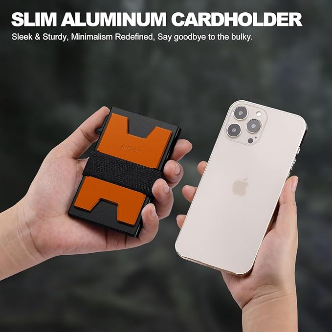 SEMORID Slim Aluminum Card Holder Wallet for Men, Durable Expandable Backplate, RFID Blocking Minimalist Metal Pop Up Wallet, Holds 12+ Cards Plus Cash