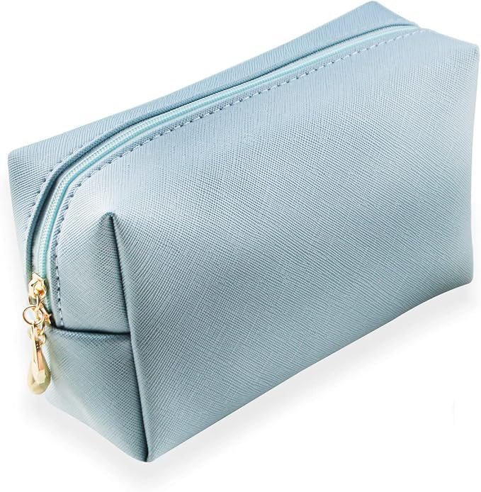 Small Makeup Bag Portable Cosmetic Bag for Women Makeup Pouch Waterproof Toiletry Bag for Travel (Light Blue, Normal)
