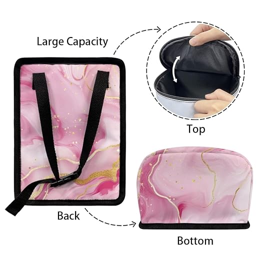 Biyejit Pink Marble Car Trash Bin Collapsible Car Organizers and Storage for Front Seat Multipurpose Trash Bag Automotive Garbage Can Car Accessories Interior Car Organizer