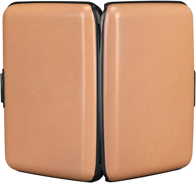 ELFISH RFID Blocking Credit Card Protector Aluminum ID Case Hard Shell Business Card Holders Metal Wallet for Men or Women（Matte Light Pink